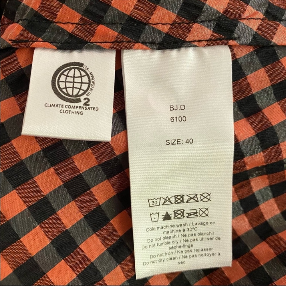 NEW Ganni Seersucker Check Dress Flame 40 - Picture 16 of 17